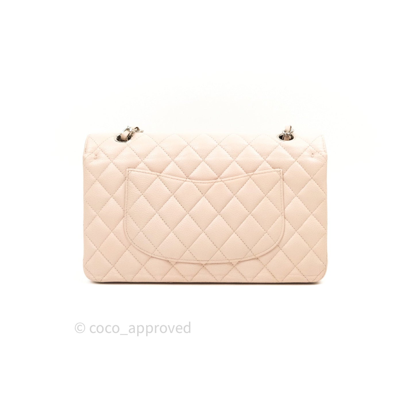 Chanel Classic M/L Medium Double Flap Sakura Pink Caviar Silver Hardware