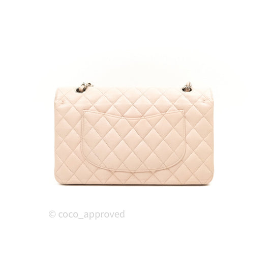 Chanel Classic M/L Medium Double Flap Sakura Pink Caviar Silver Hardware