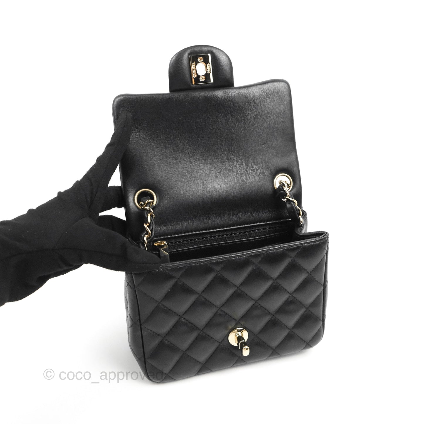 Chanel Mini Square Black Lambskin Gold Hardware
