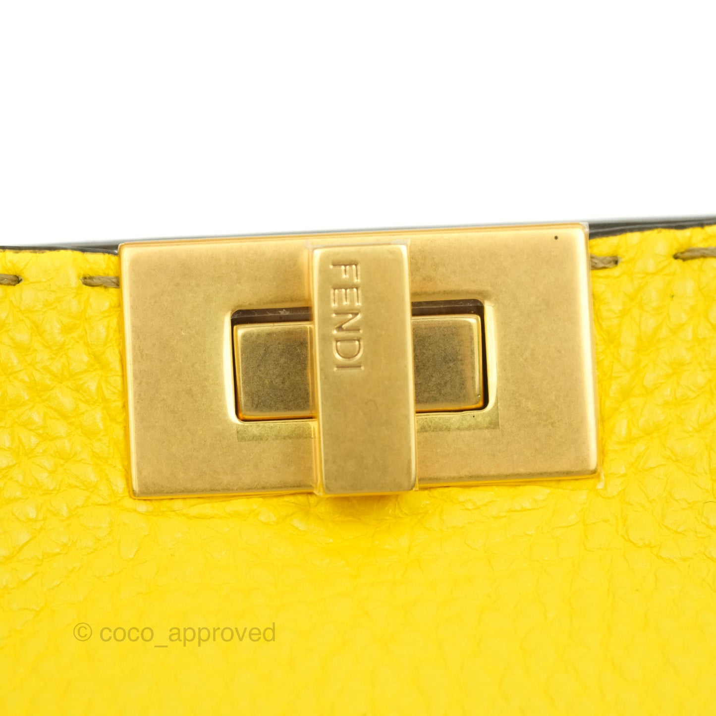 Fendi Small Peekaboo Iseeu Yellow Grained Leather Gold Hardware