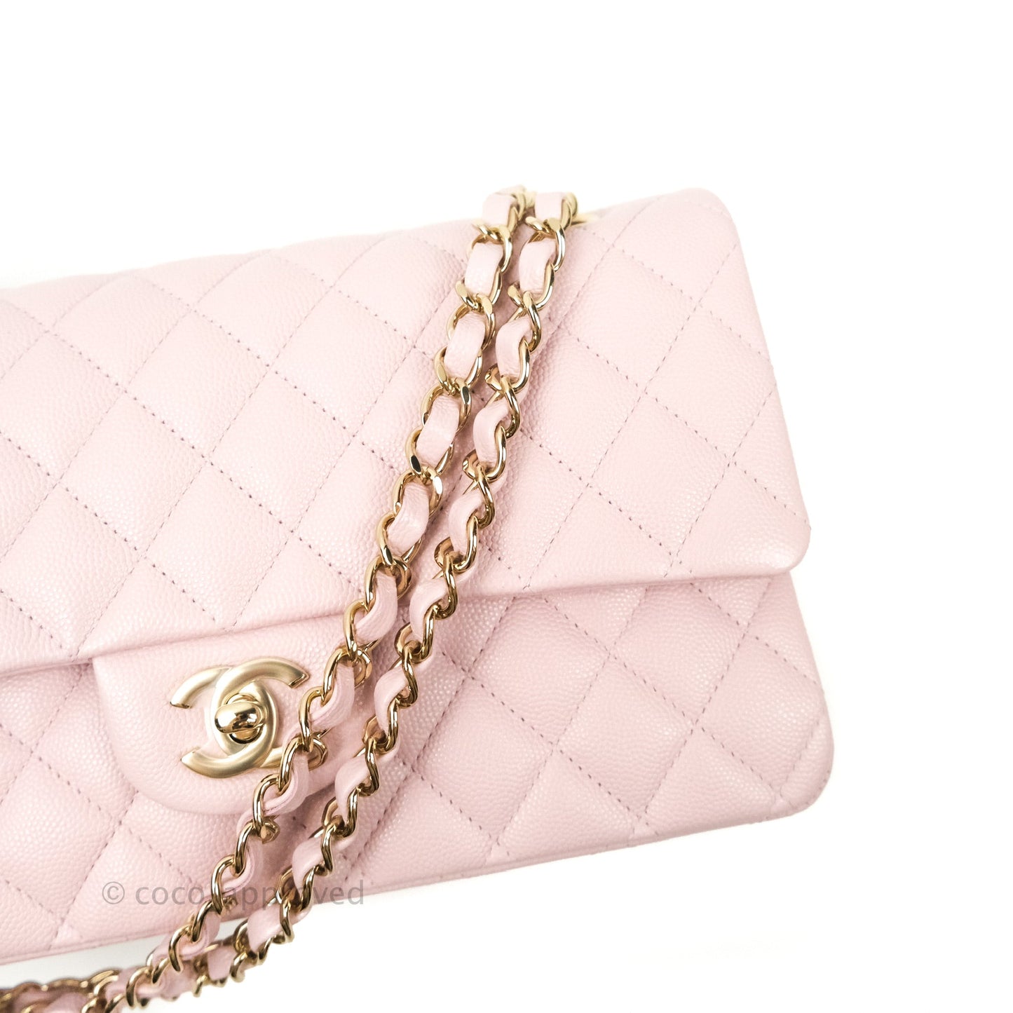 Chanel M/L Medium Double Flap Bag Lilac Rose Clair Caviar Gold Hardware