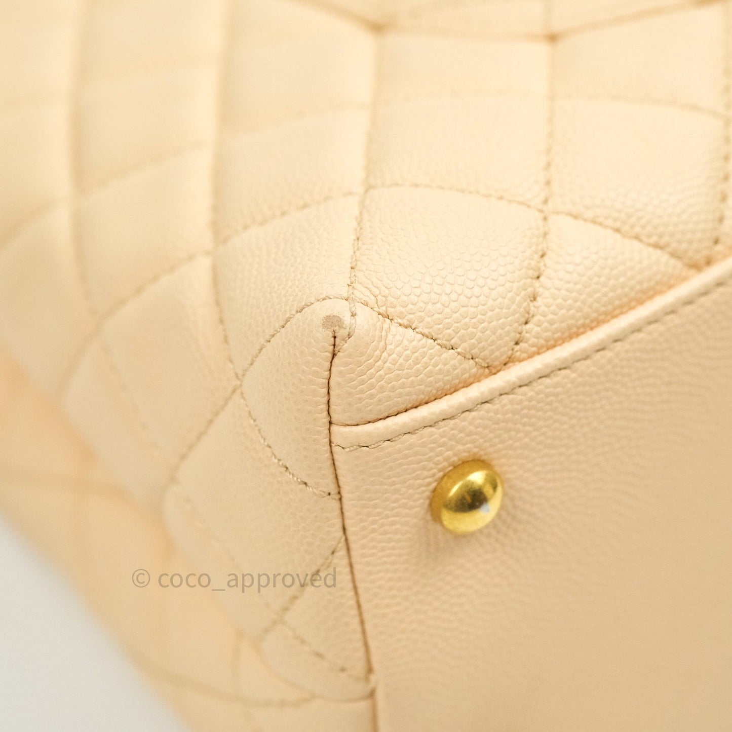 Chanel Small Coco Handle Quilted Beige Caviar Gold Hardware