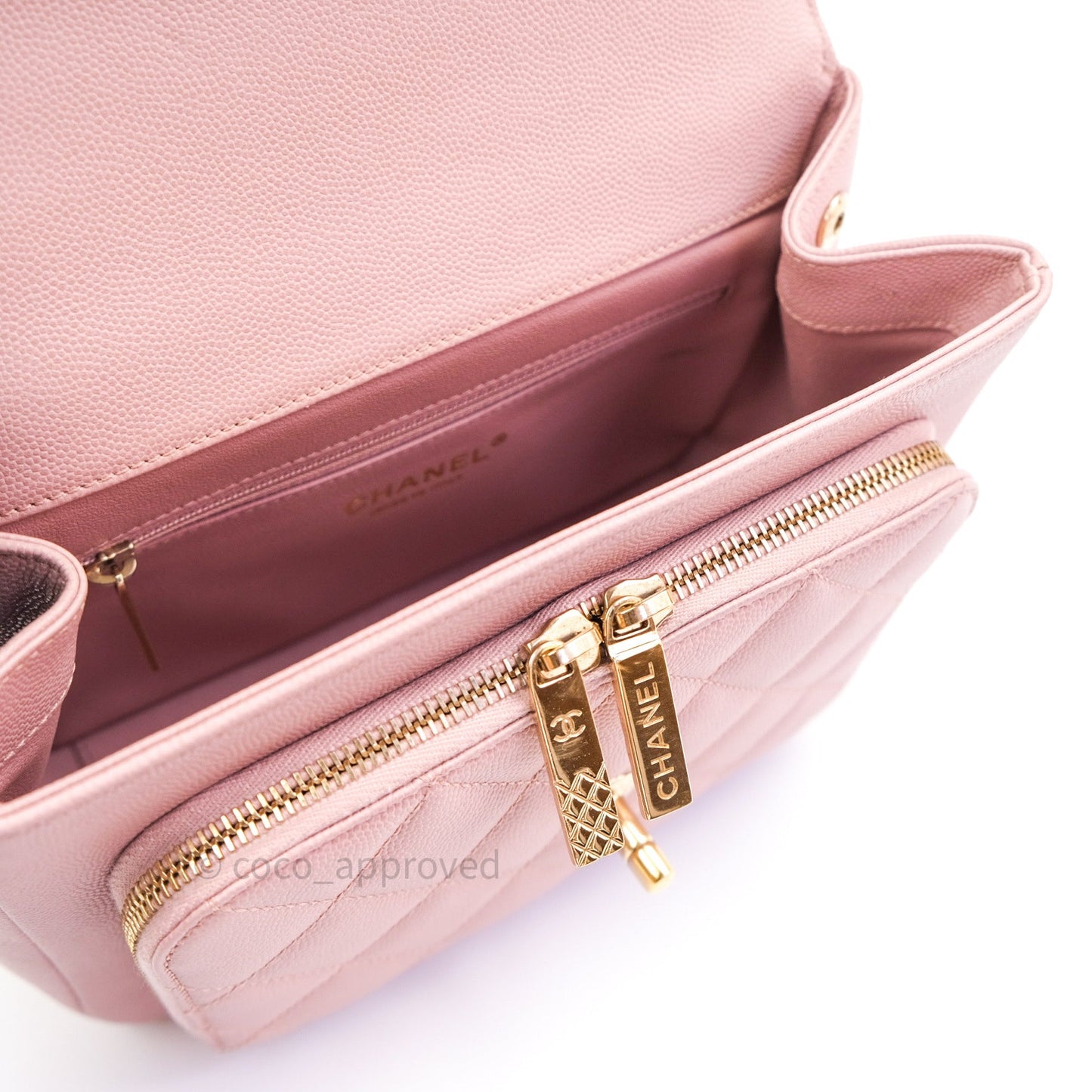 Chanel Quilted Medium Business Affinity Flap Light Pink Light Gold Hardware