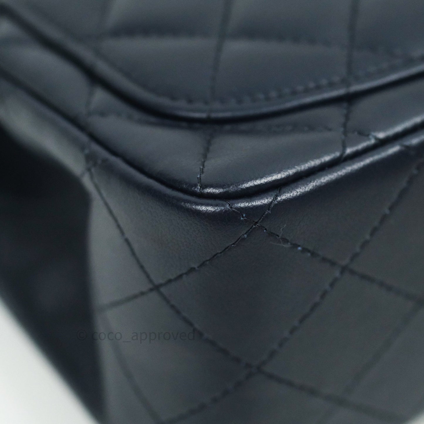 Chanel Mini Square Navy Lambskin Gold Hardware