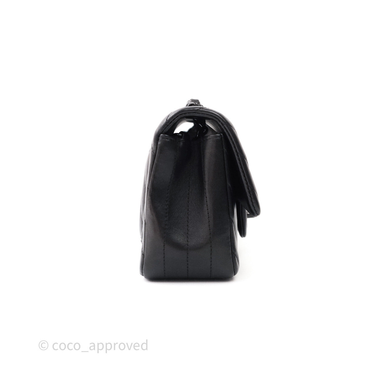 Chanel Quilted Mini Rectangular Black Chevron Lambskin So Black Hardware