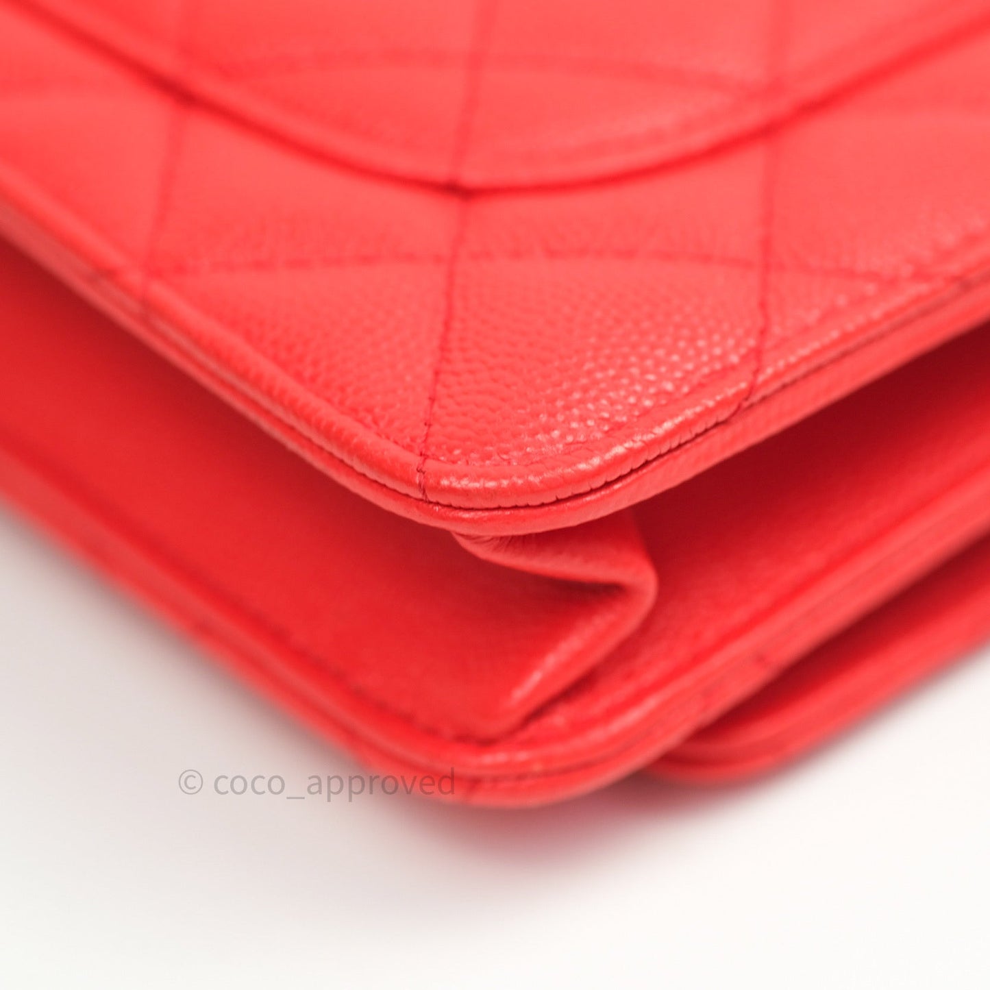 Chanel Quilted Wallet on Chain WOC Brick Red Caviar Gold Hardware