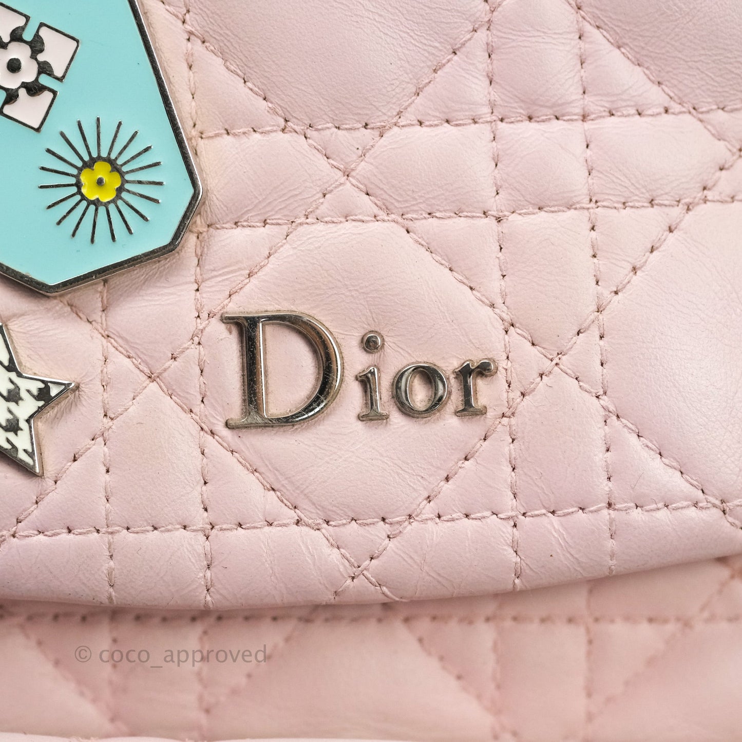 Christian Dior Lambskin Cannage Small Lucky Badge Stardust Backpack Soft Pink