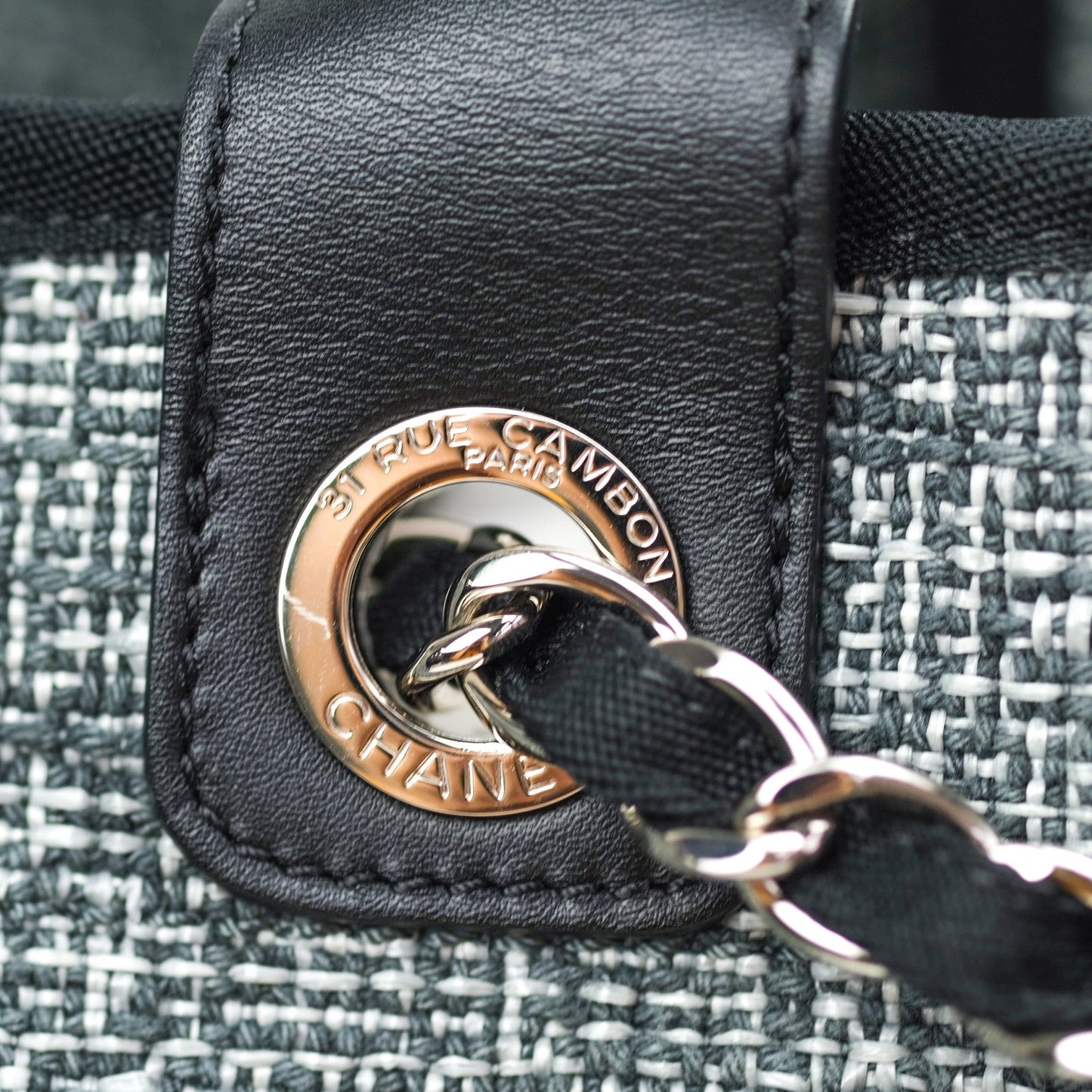 Chanel Large Deauville Charcoal Grey Canvas