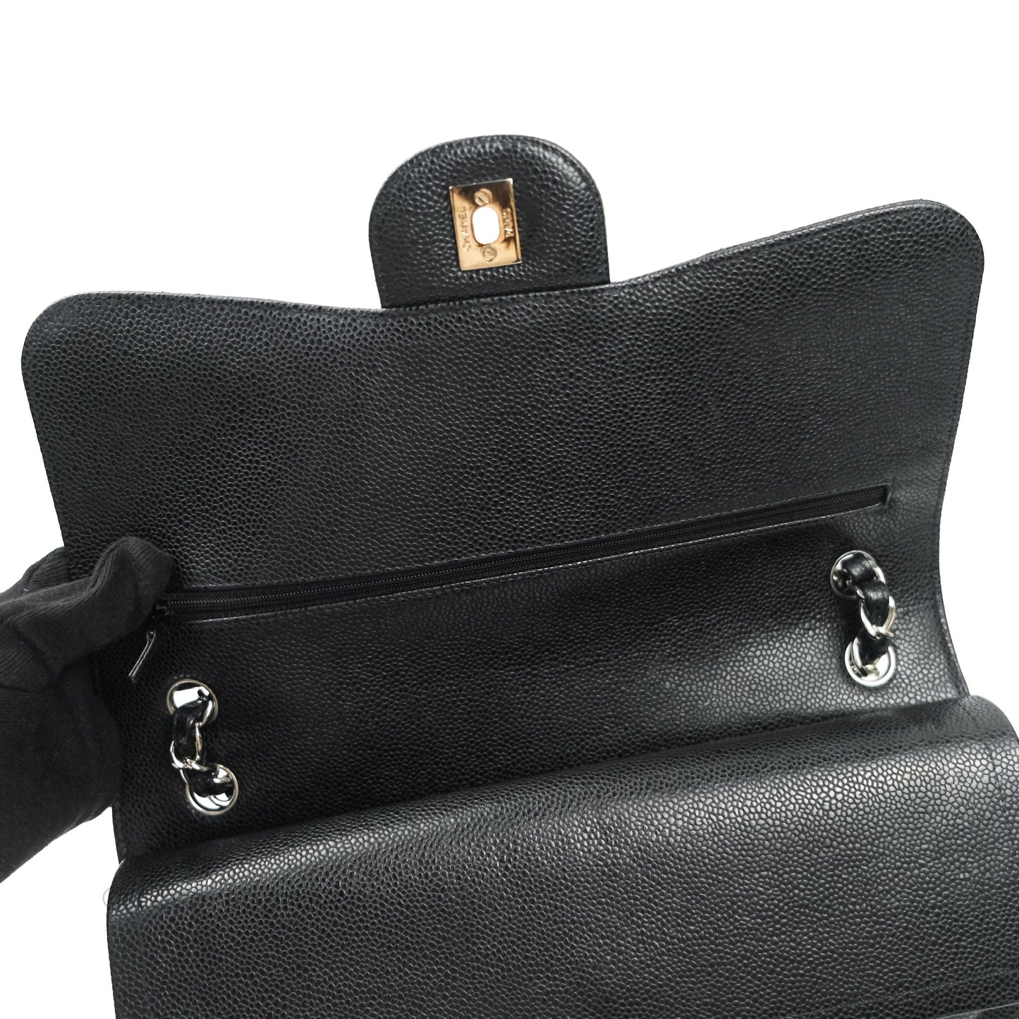 Chanel Jumbo Double Flap Black Caviar Silver Hardware⁣⁣