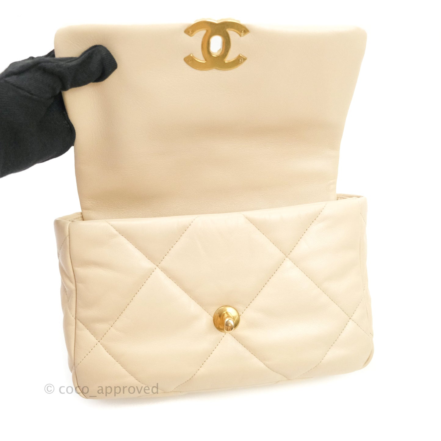 Chanel 19 Small Beige Goatskin Mixed Hardware