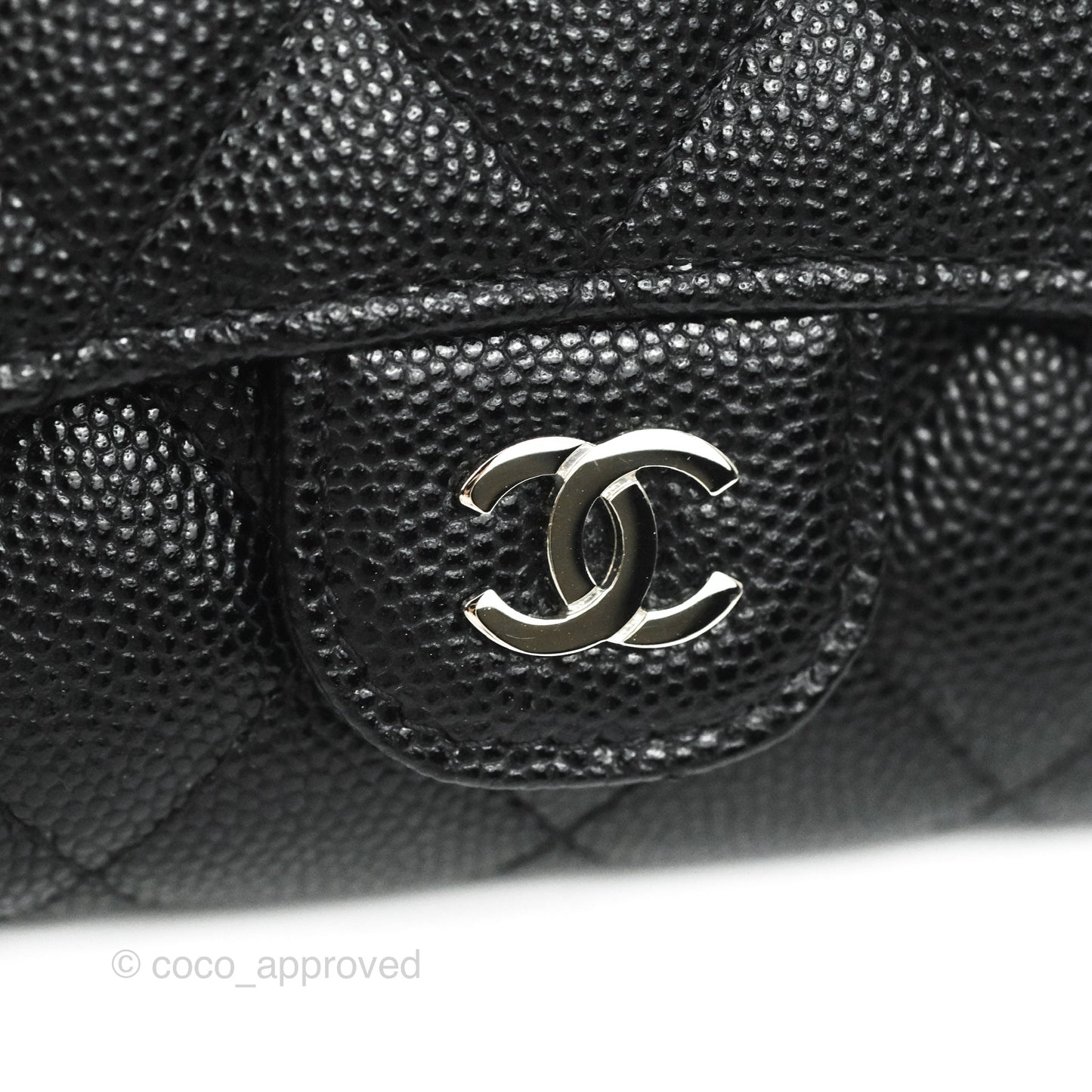 Chanel Quilted Classic 4 Key Holder Wallet Black Caviar Silver Hardware