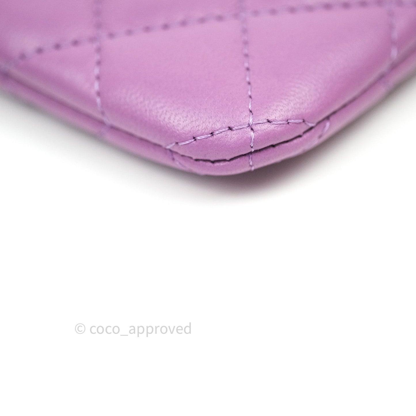 Chanel Quilted Small O Case Purple Lambskin Silver Hardware