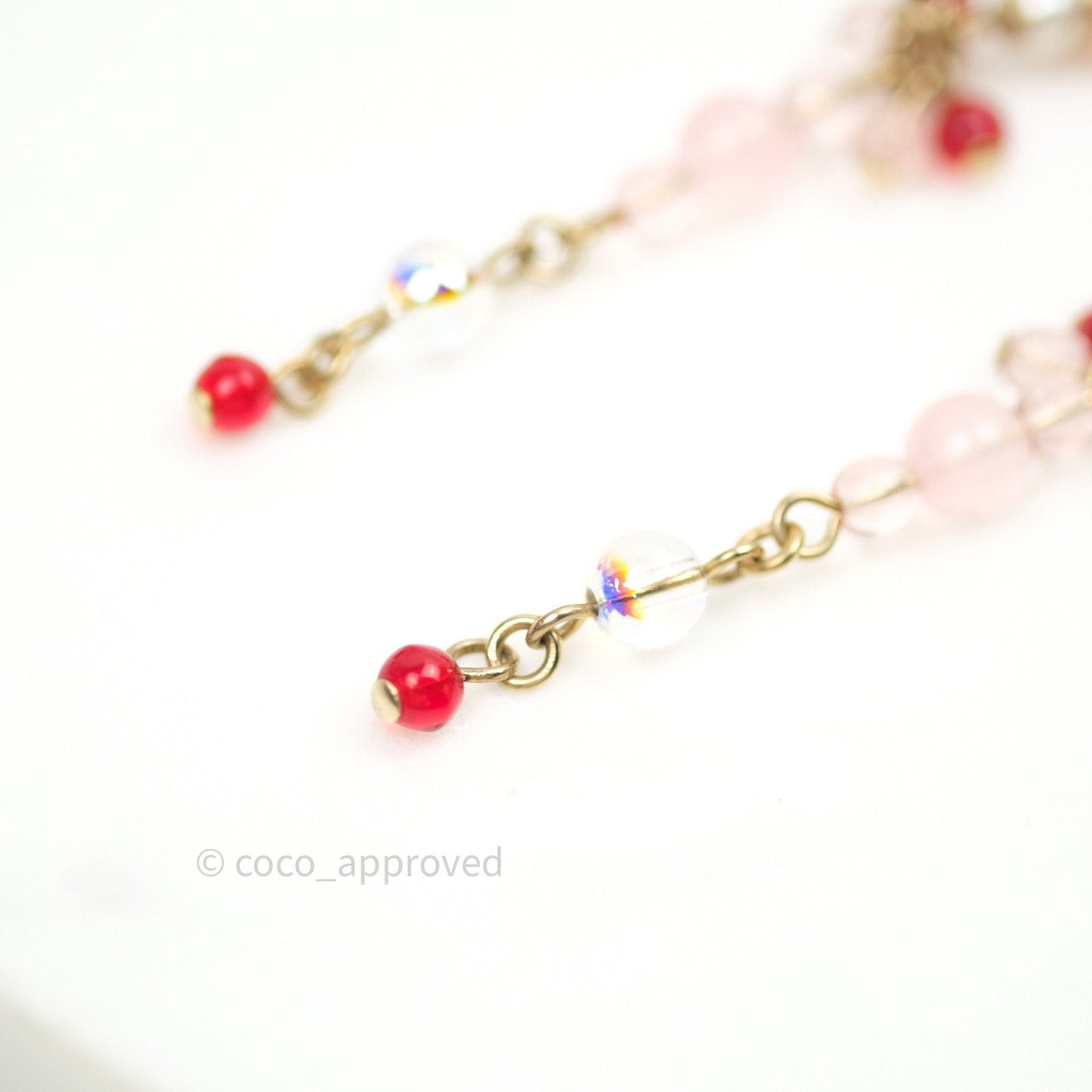 Chanel Long Drop Crystal Earrings Gold 20B