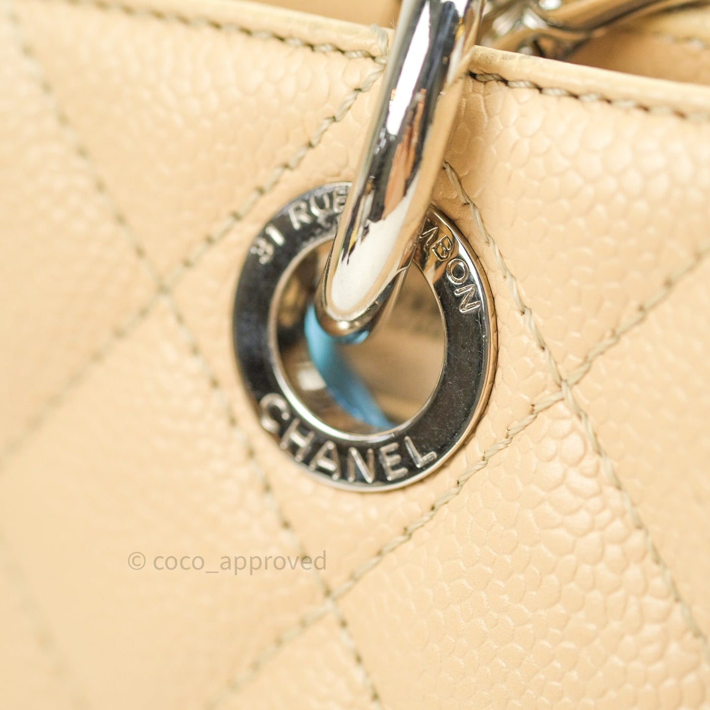 Chanel GST Beige Caviar Silver Hardware