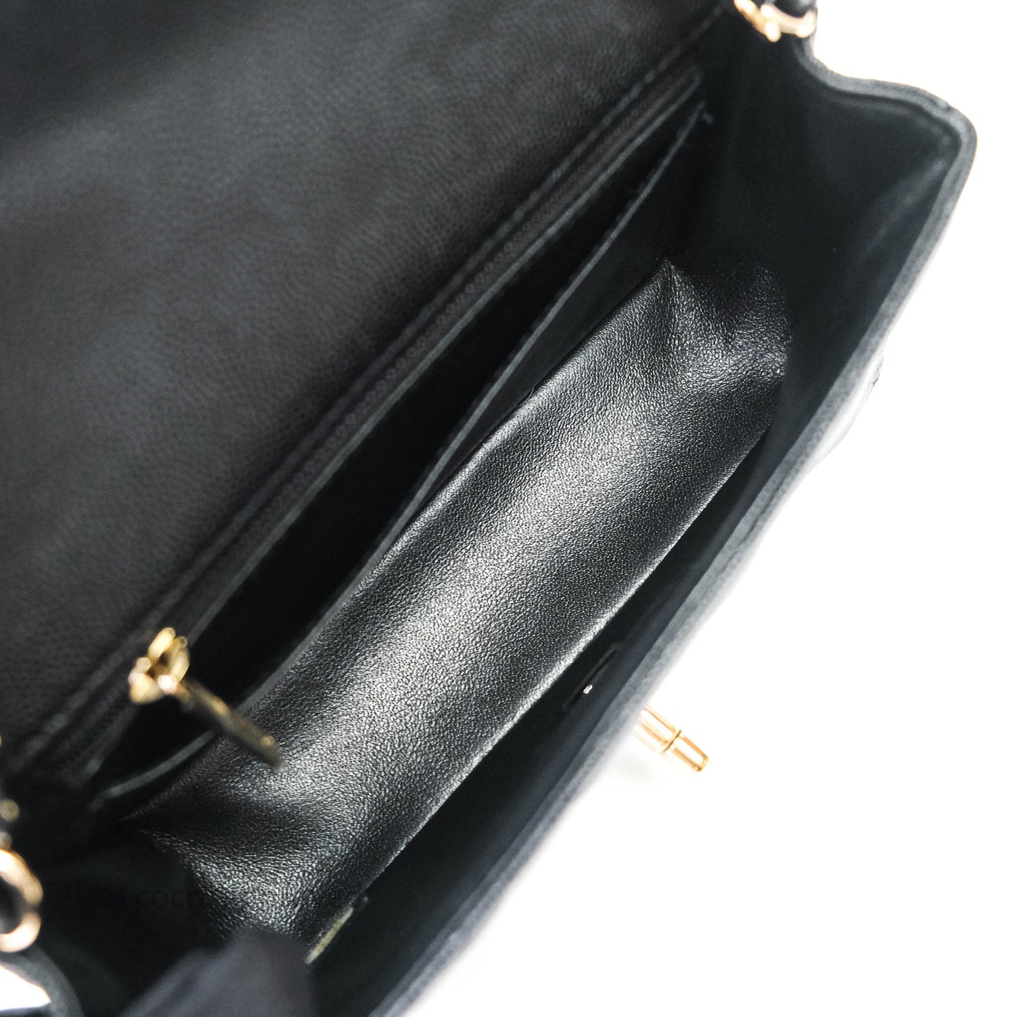 Chanel Quilted Mini Rectangular Black Caviar Gold Hardware
