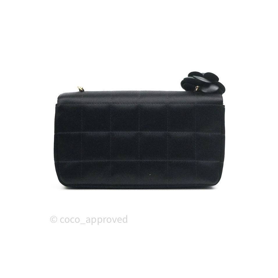 Chanel Satin Camellia Mini Flap Black Gold Hardware