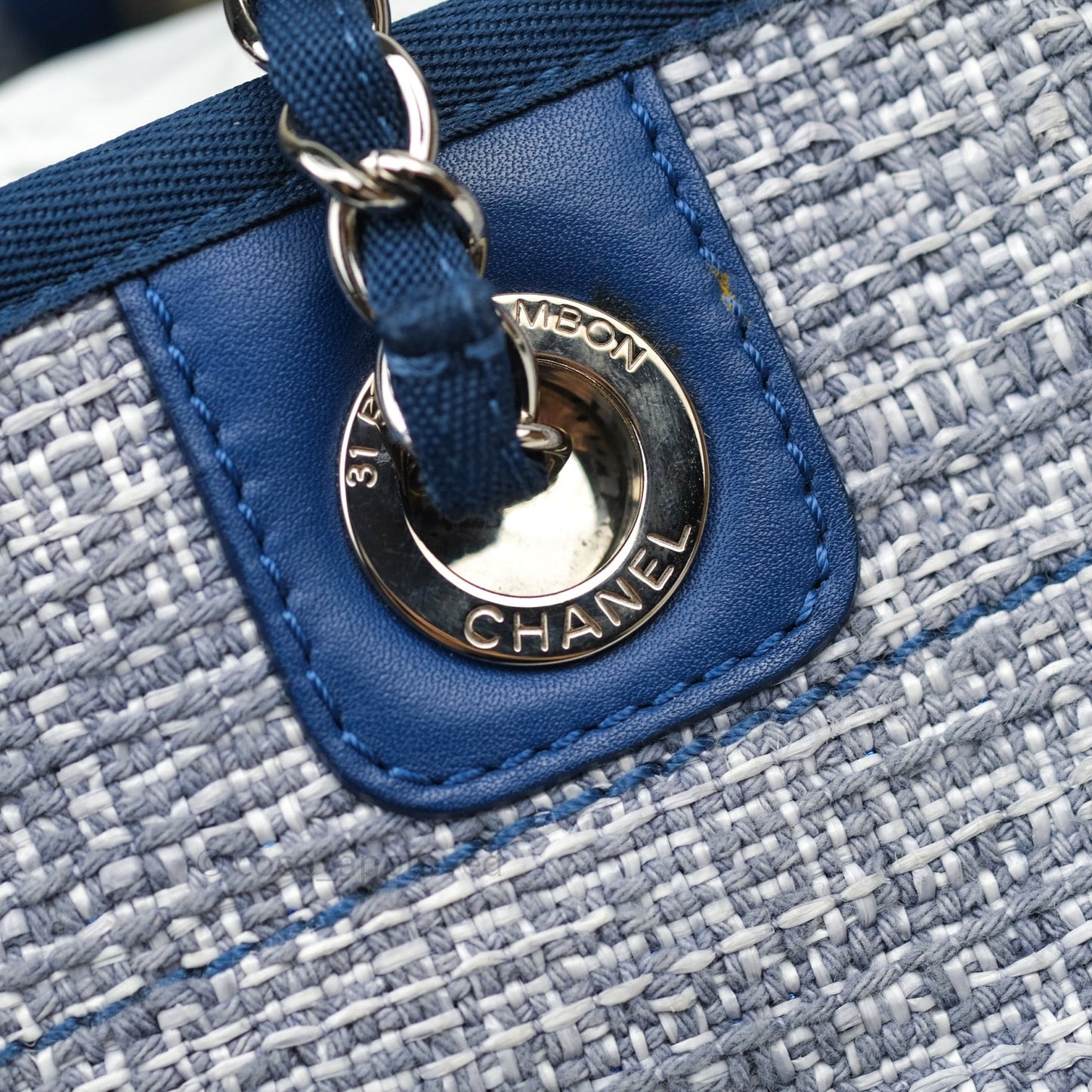 Chanel Canvas Deauville Medium Tote Blue