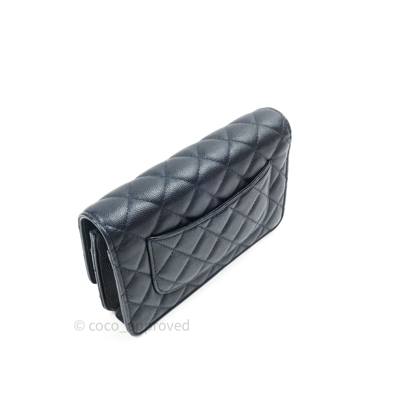 Chanel Quilted Wallet on Chain WOC Navy Caviar Gold Hardware