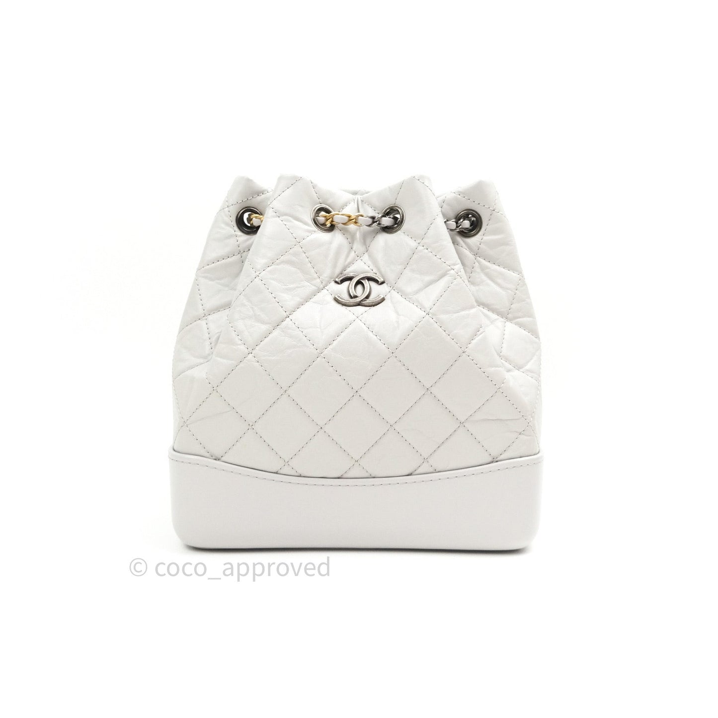 Chanel Gabrielle Backpack Black Aged Calfskin Small Light Grey