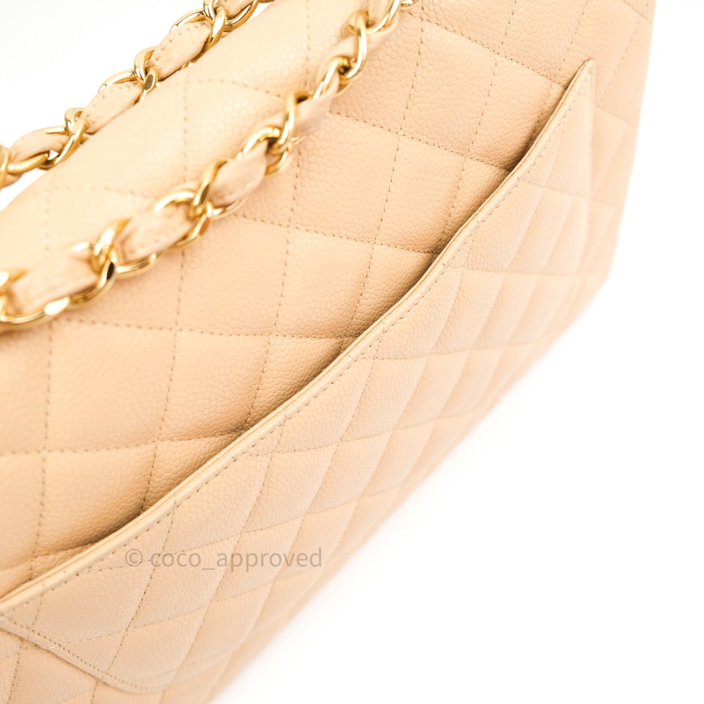 Chanel Classic Jumbo Single Flap Beige Caviar Gold Hardware⁣⁣