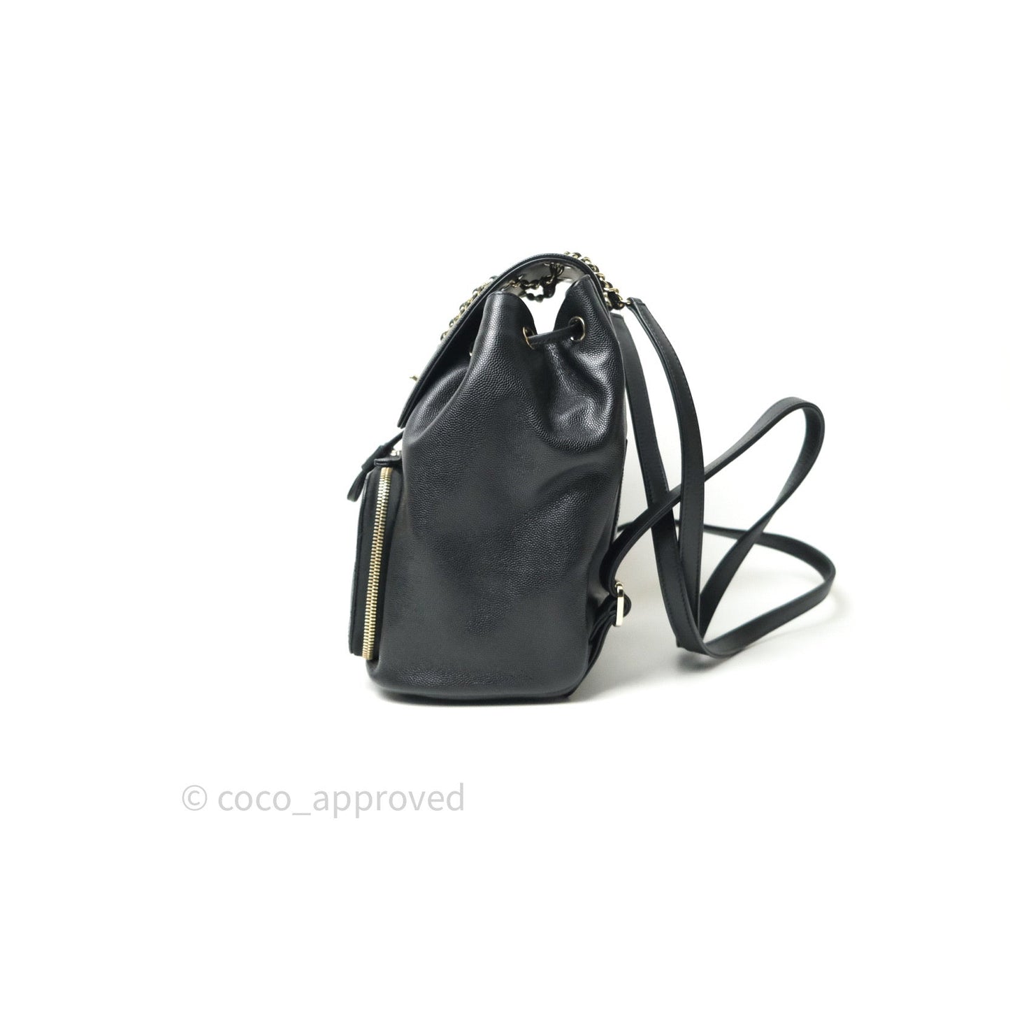 Chanel Quilted Business Affinity Backpack Black Caviar Light Gold Hardware