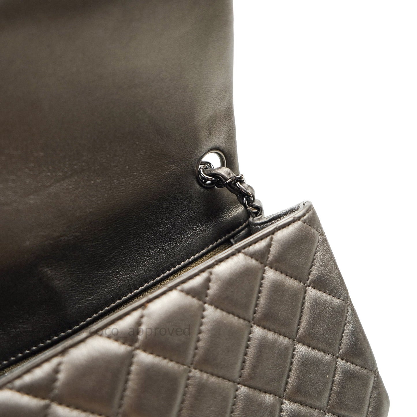 Chanel Mini Square Metallic Dark Grey Lambskin Dark Silver Hardware