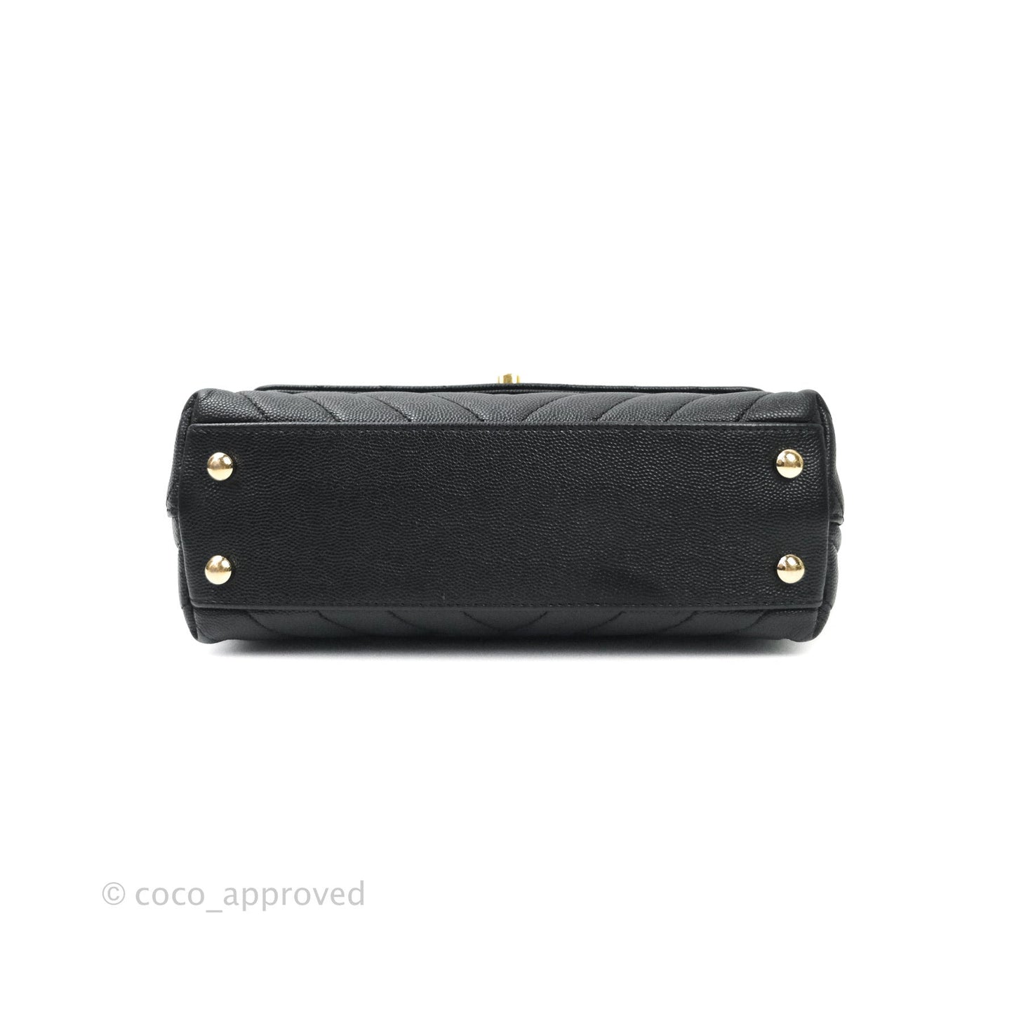 Chanel Mini Coco Handle Chevron Black Caviar Gold Hardware
