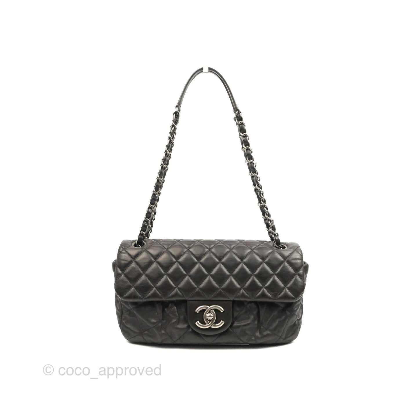 Chanel Chic Quilted Flap Bag Iridescent Dark Brown Calfskin Ruthenium Hardware
