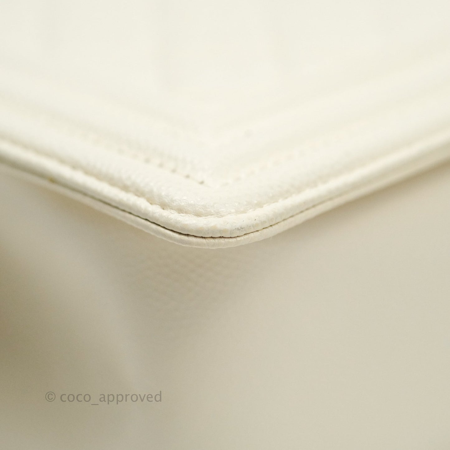 Chanel Quilted Medium Caviar Ivory Boy Flap Ruthenium Hardware