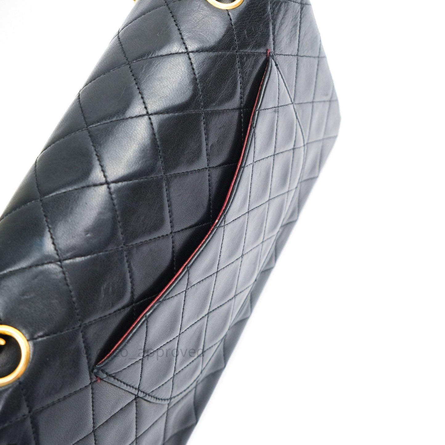 Chanel Classic Vintage M/L Medium Double Flap Bag Black Lambskin 24K Gold Hardware