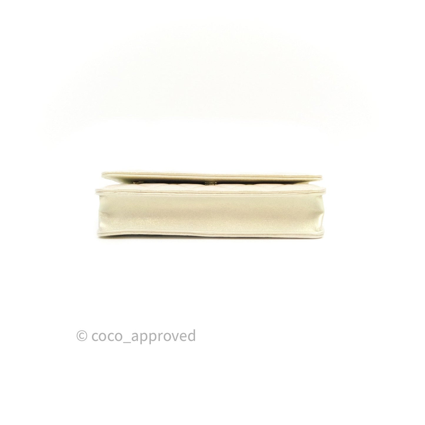 Chanel Quilted Wallet on Chain WOC Iridescent Ivory Gold Hardware 20A