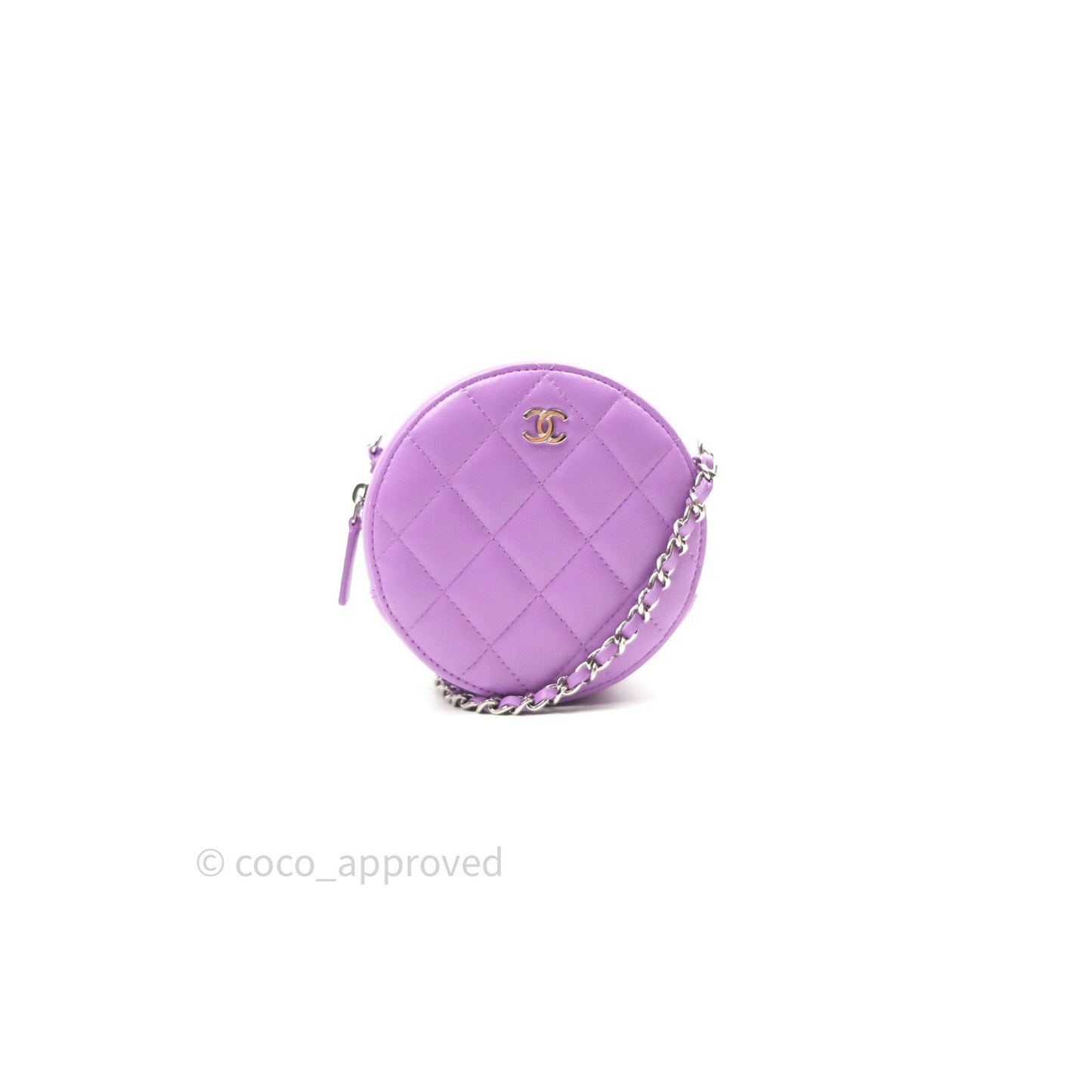 Chanel Round Circle Bag Purple Silver Hardware