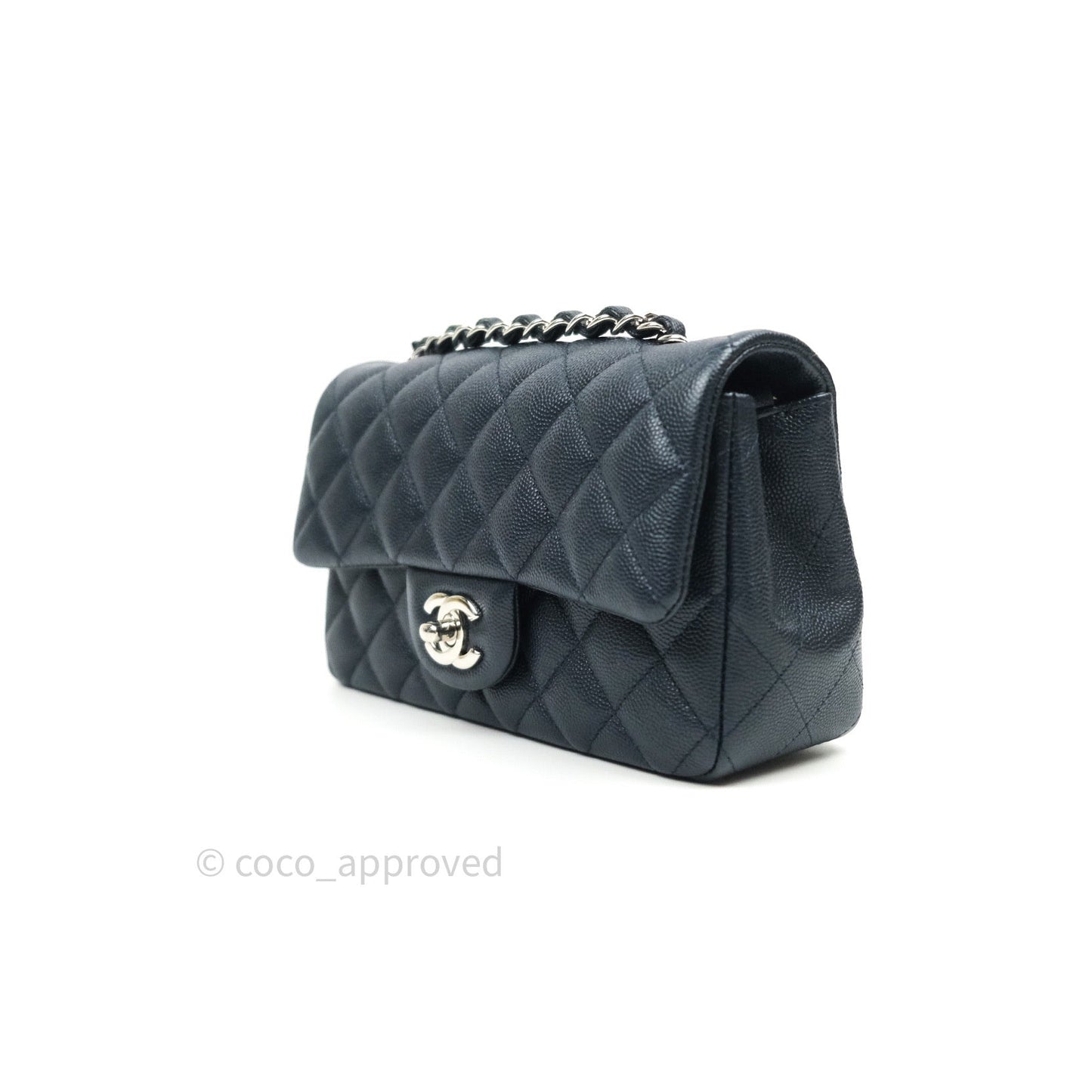 Chanel Quilted Mini Rectangular Navy Caviar Silver Hardware