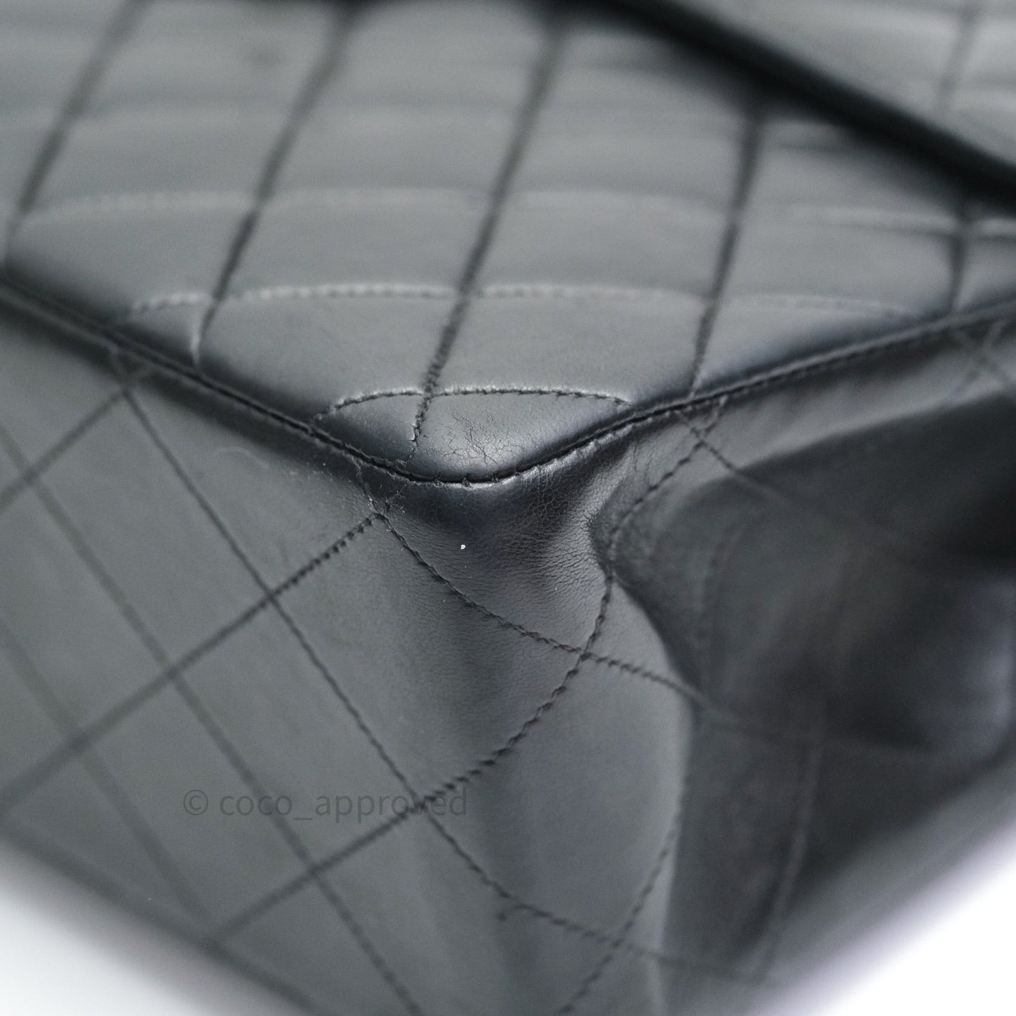 Chanel Classic Vintage Jumbo Single Flap Black Lambskin Silver Hardware