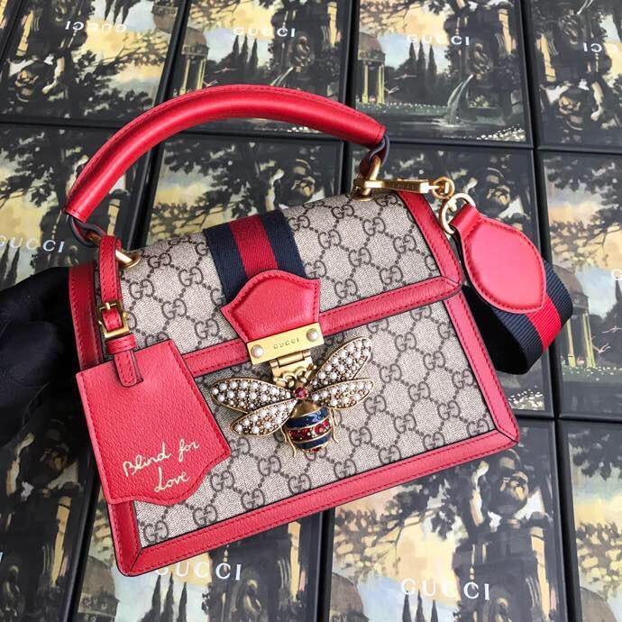 Luxury Gucci GG Supreme Monogram Queen Margaret Top Handle Bag