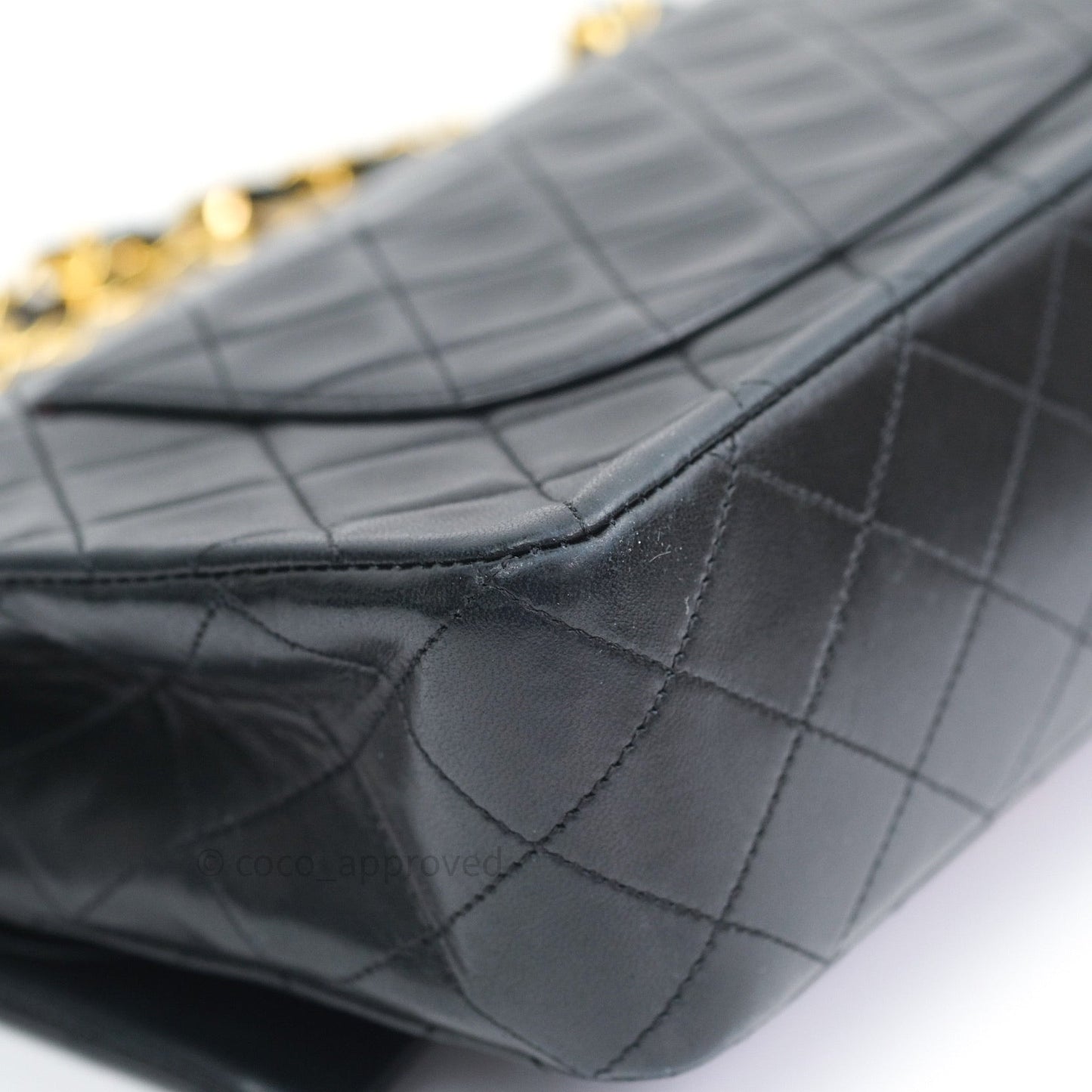 Chanel Classic Vintage M/L Medium Double Flap Bag Black Lambskin 24K Gold Hardware