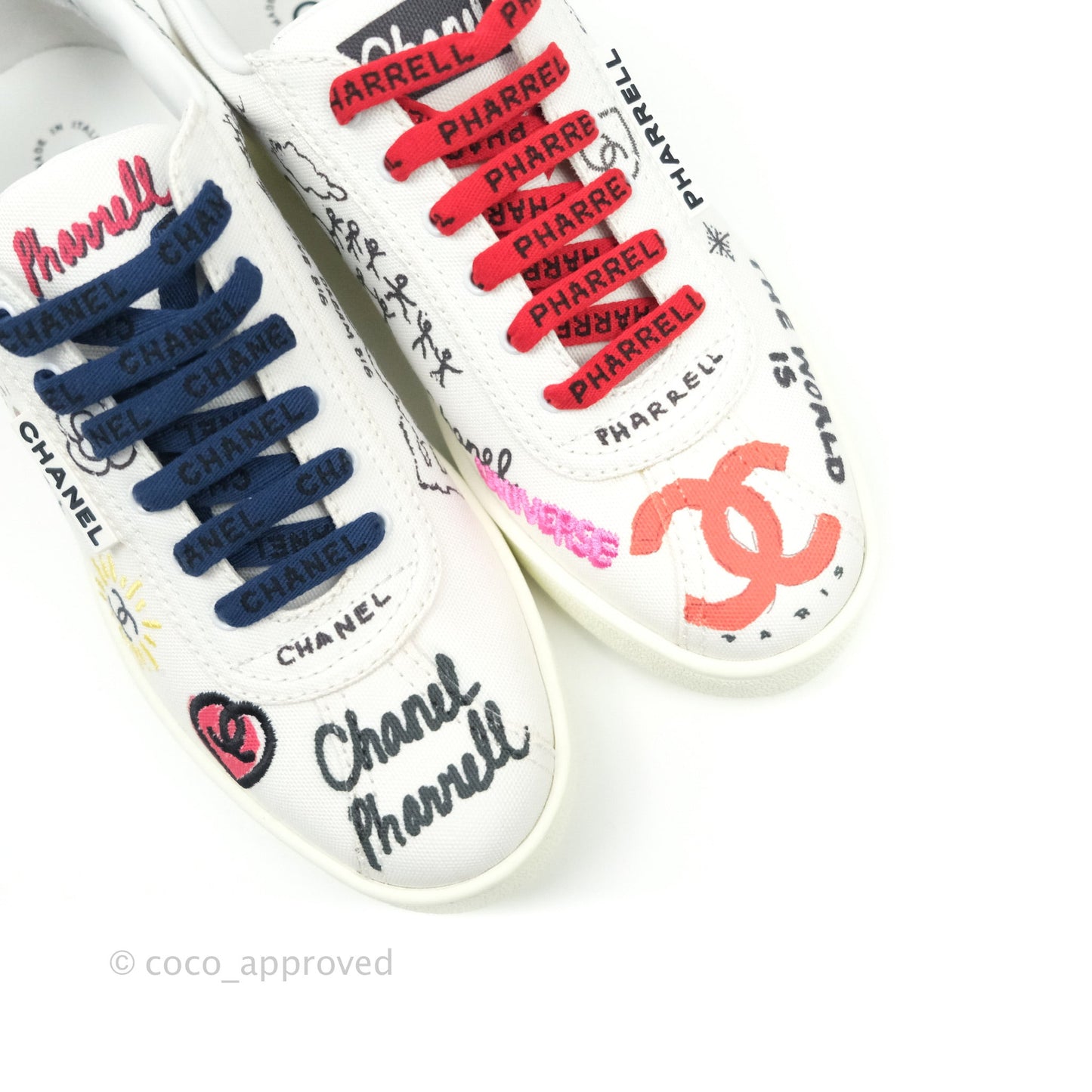 Chanel x Pharrell Williams Calfskin Womens Sneakers 38 White