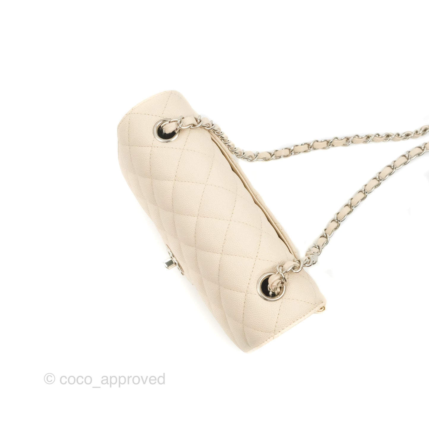 Chanel Quilted Mini Rectangular Ivory Caviar Silver Hardware