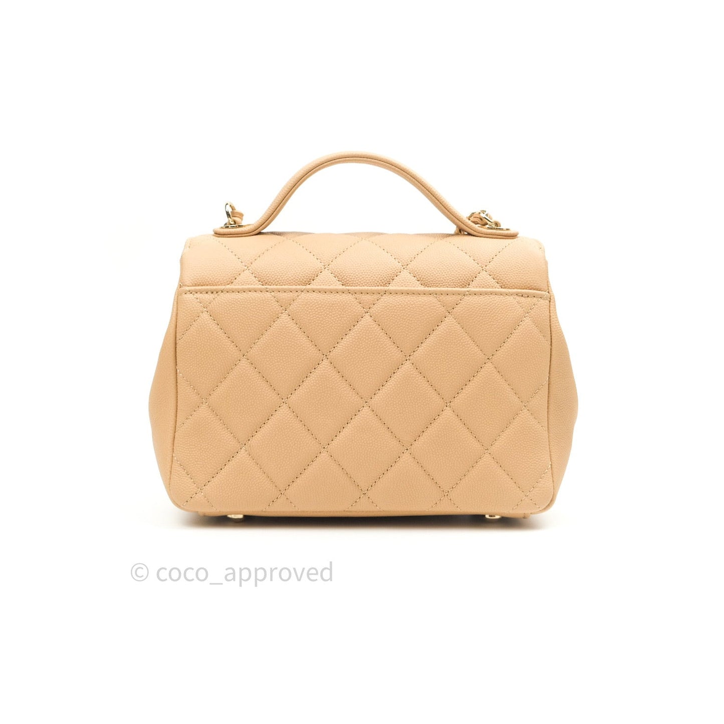 Chanel Quilted Small Business Affinity Flap Beige Caviar Light Gold Hardware