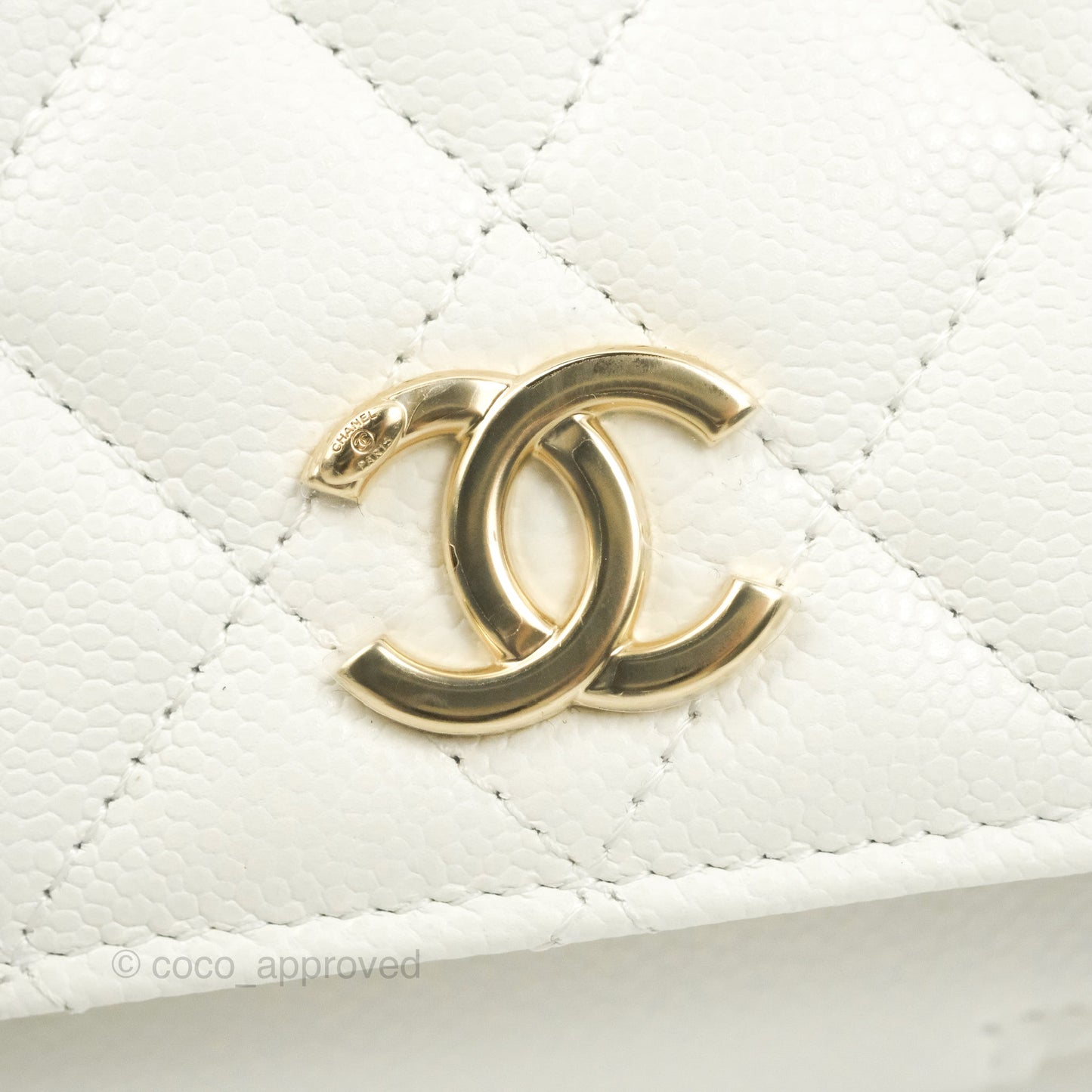 Chanel Business Affinity Clutch With Chain White Caviar Gold Hardware