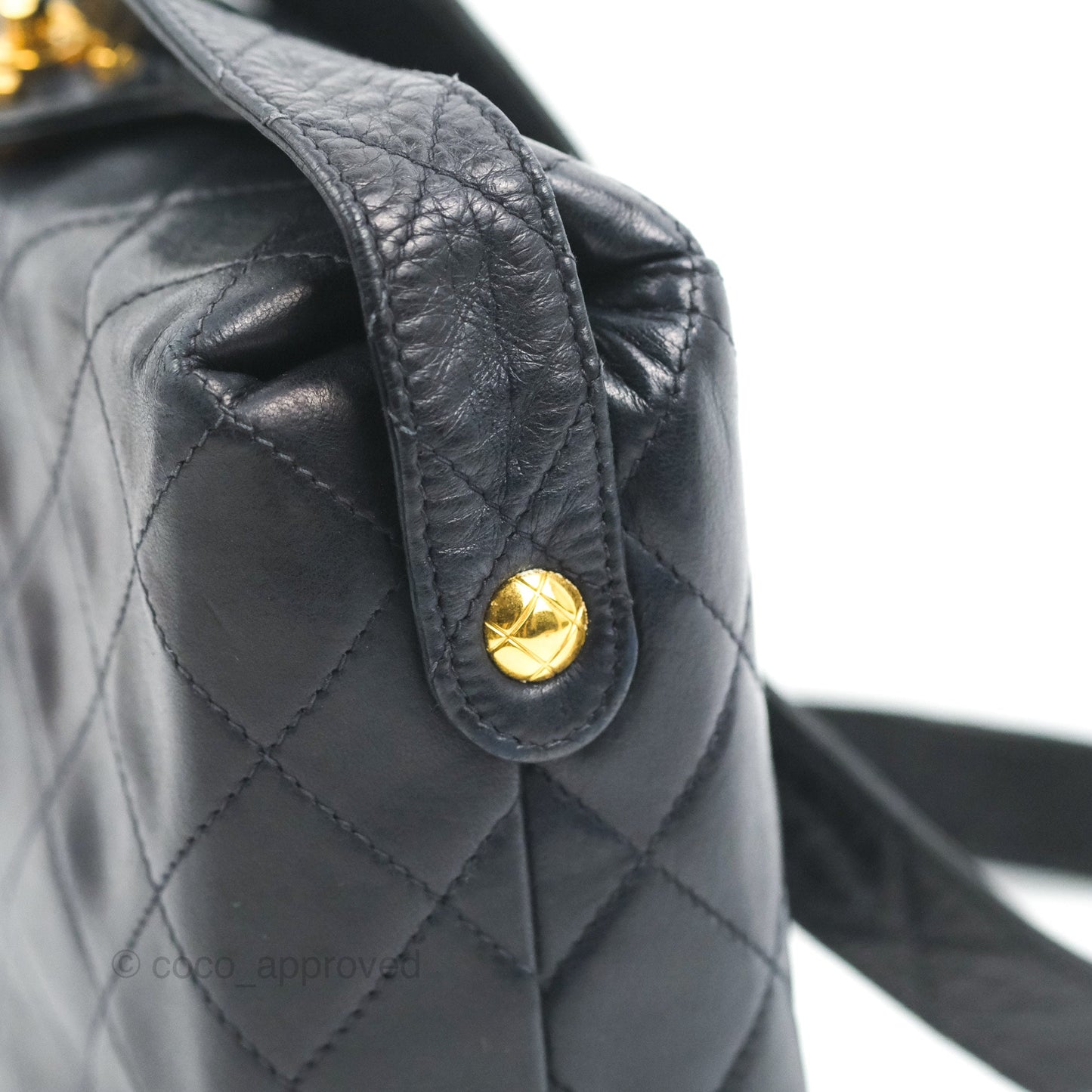 Chanel Vintage CC Box Shoulder Bag Navy Lambskin Gold Hardware