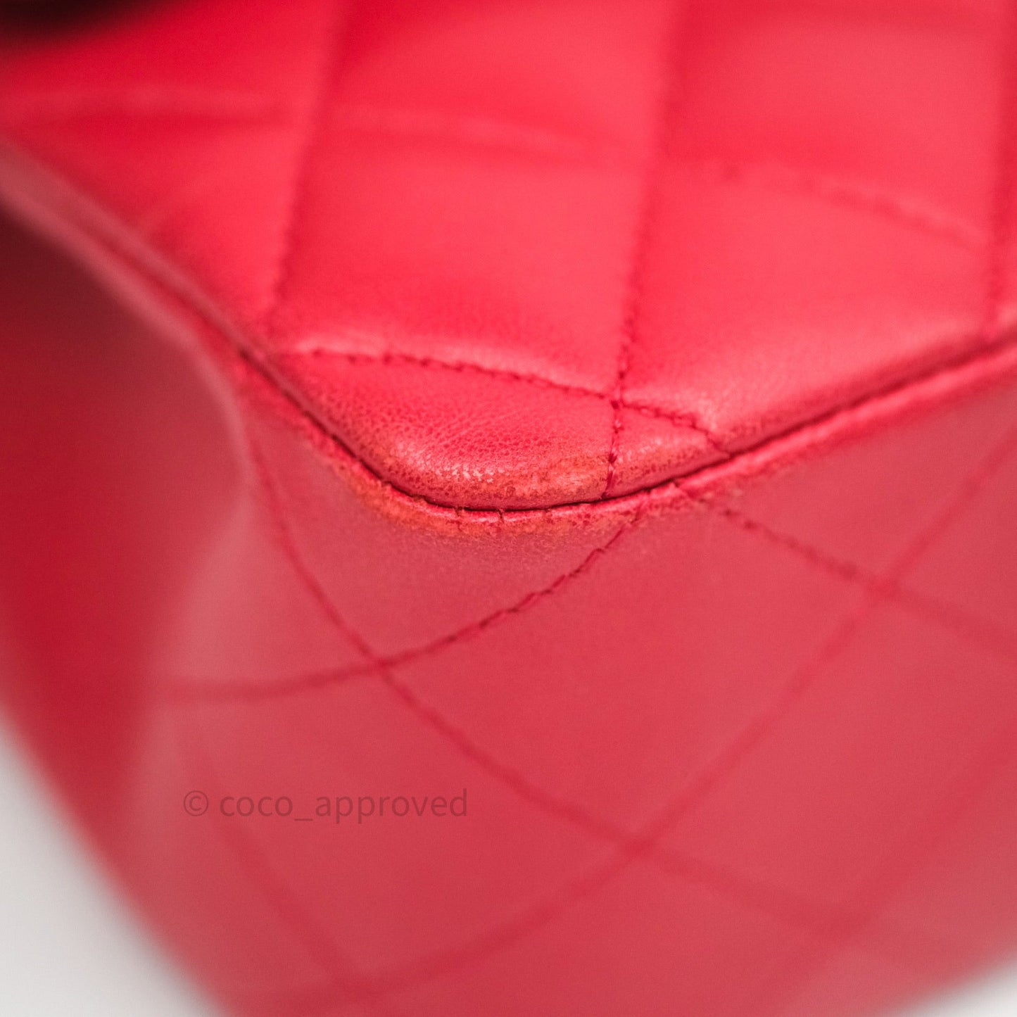 Chanel Classic M/L Medium Double Flap Bag Red Lambskin Silver Hardware