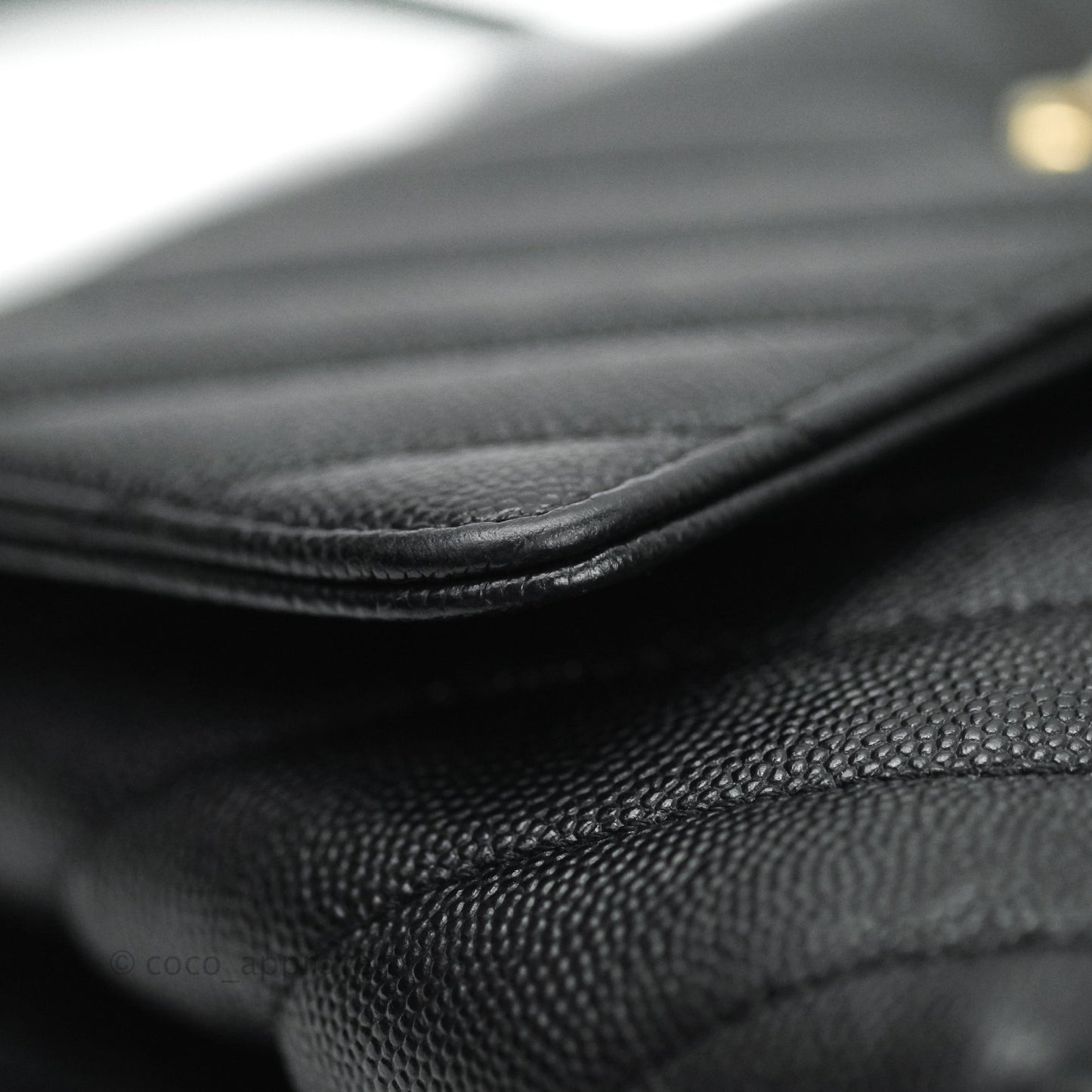 Chanel Mini Coco Handle Chevron Black Caviar Gold Hardware