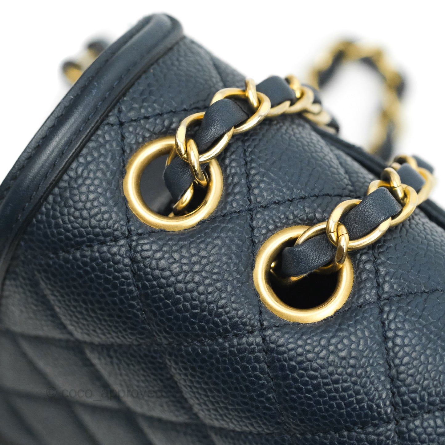 Chanel Quilted Medium CC Filigree Flap Navy Caviar Aged Gold Hardware