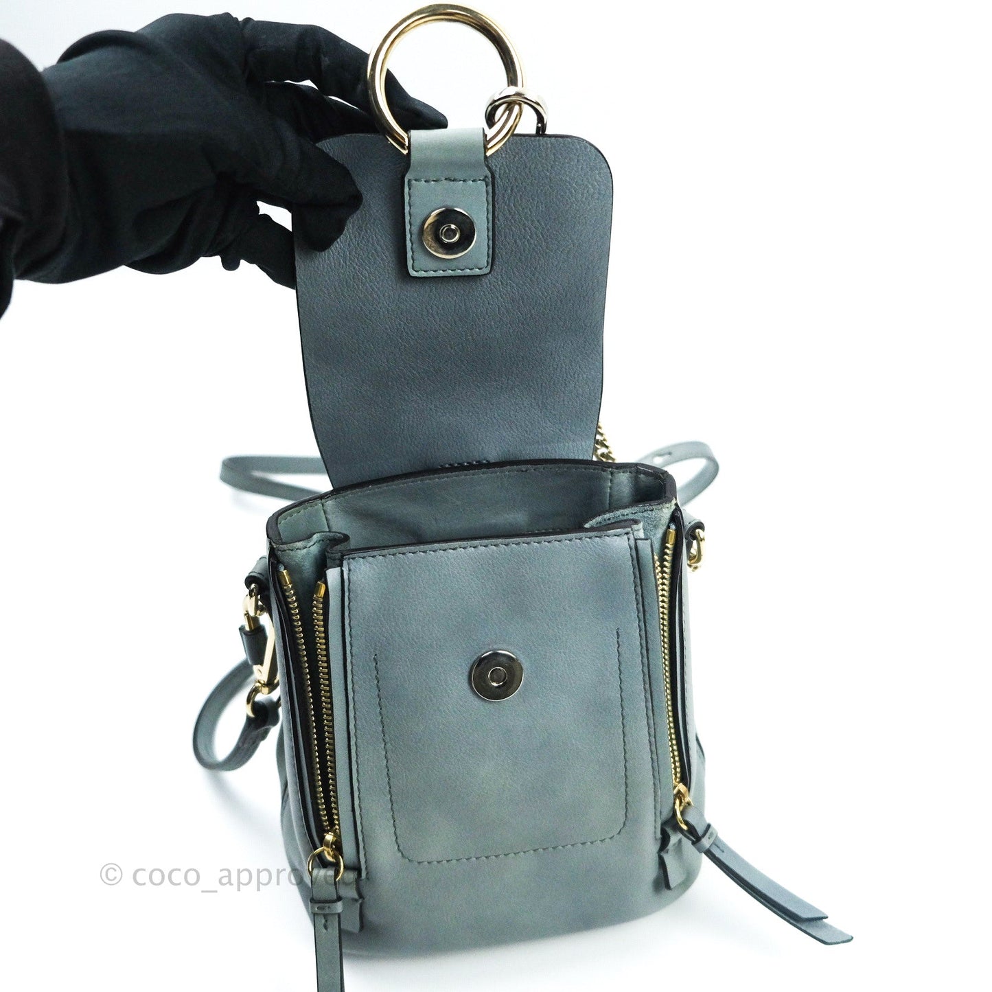 Chloé Suede Calfskin Small Faye Backpack Cloudy Blue