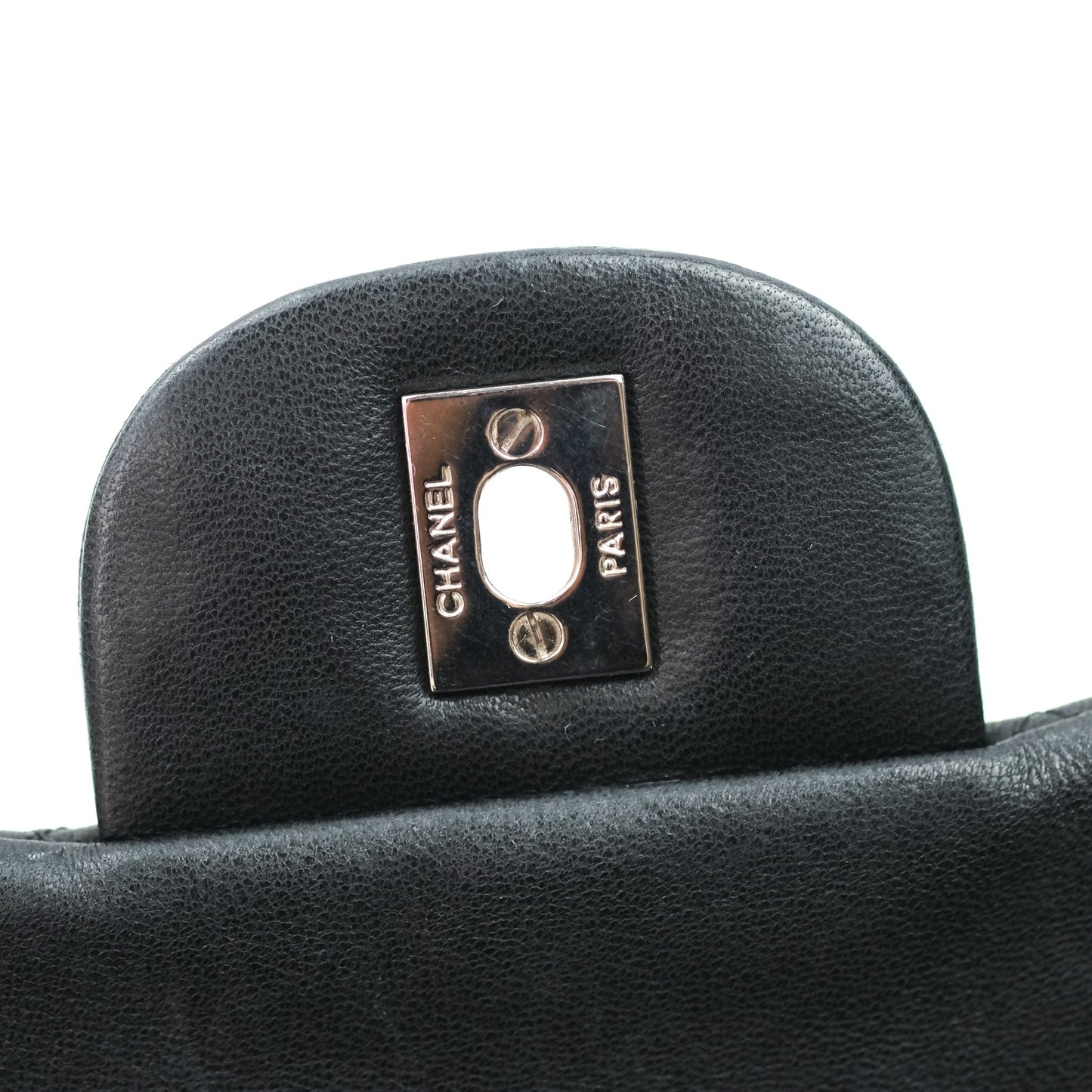 Chanel Quilted Maxi Single Flap Black Lambskin Silver Hardware