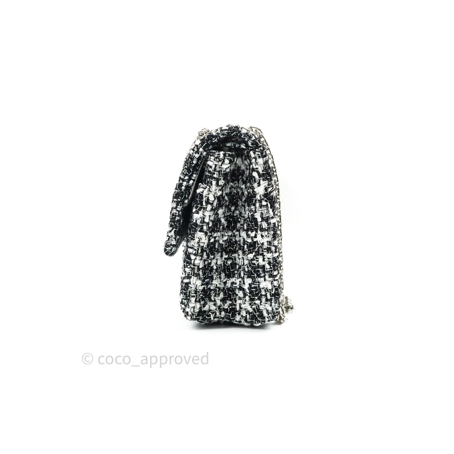 Chanel Reissue Quilted Tweed Black White Enamel Silver Hardware 226