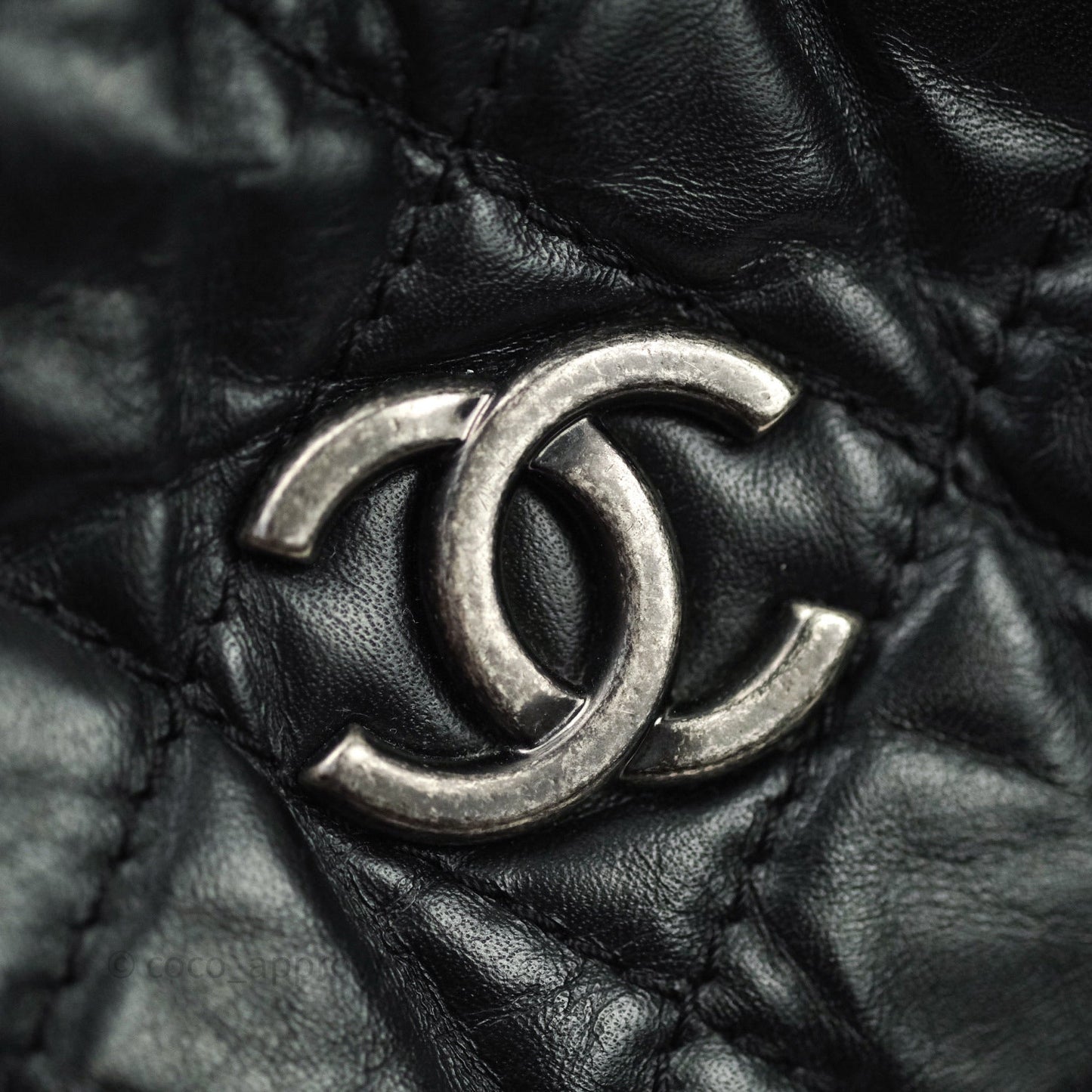 Chanel Gabrielle Backpack Black Aged Calfskin Small Navy Black