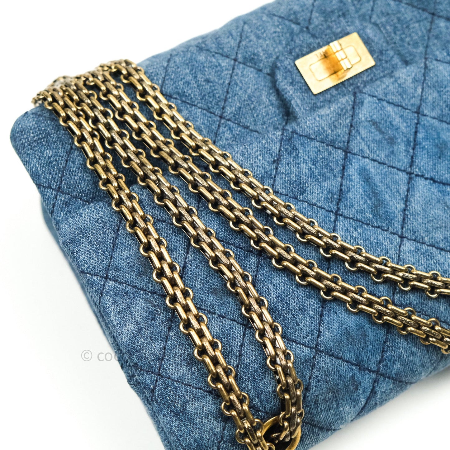 Chanel Reissue Quilted Denim Dark Blue Gold Hardware 226
