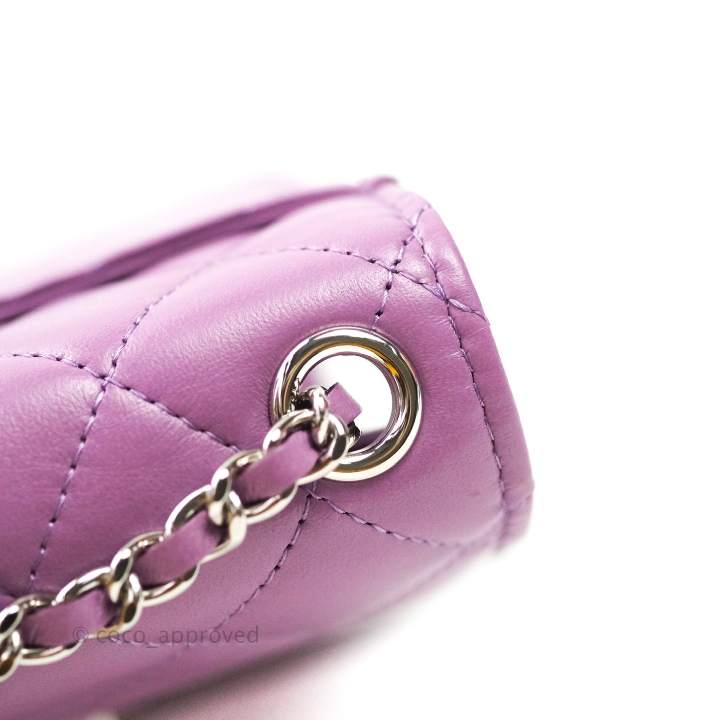 Chanel Classic Quilted Purple Silver Hardware Phone Holder
